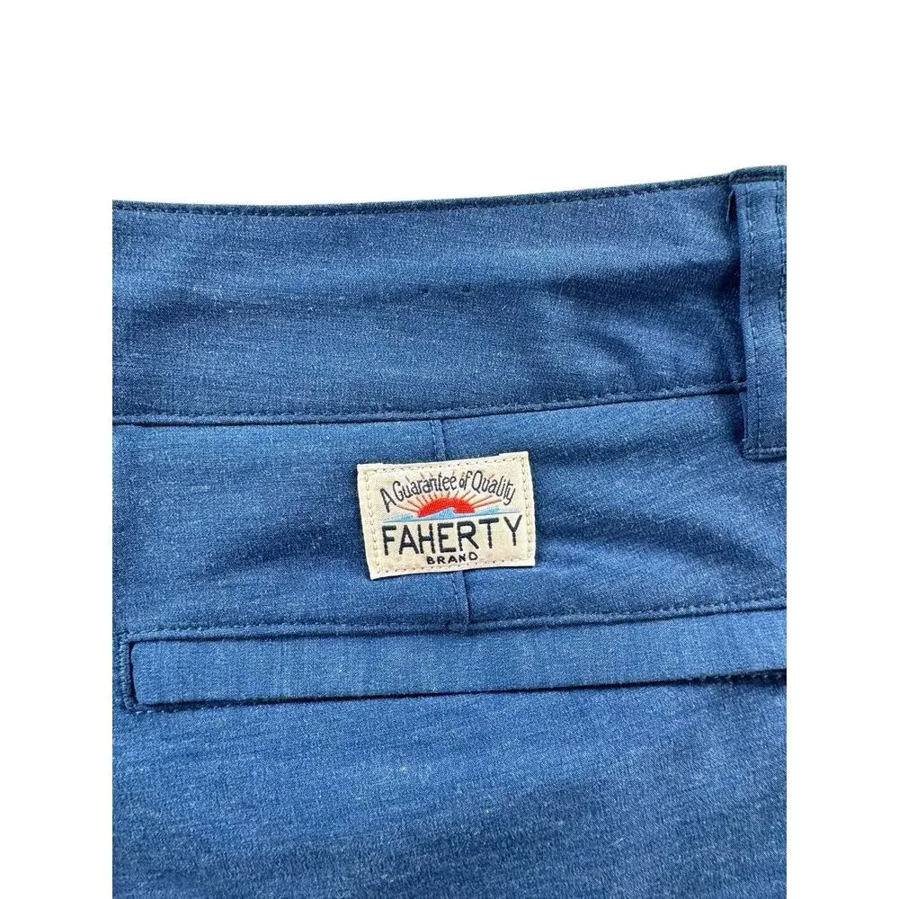 Faherty All Day Shorts Mens 31 Blue Hybrid Quick Dry Stretch Drawstring 9